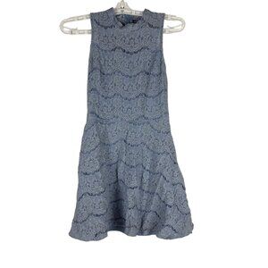 Francesca's Blue Lace Sleeveless Dress Back Zipper Fully Lined Size S